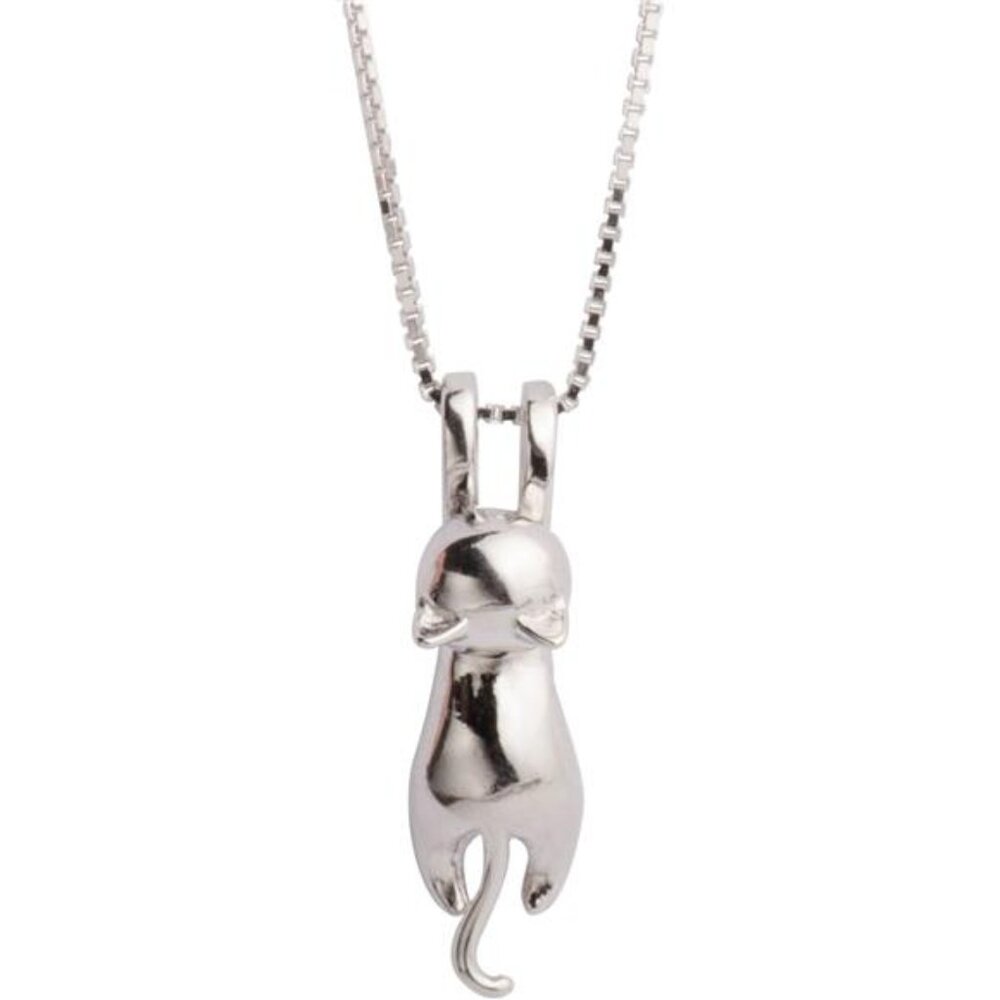925 Sterling Silver Cat Necklace Jewelry for Women Trendy Dainty Charm Pendant